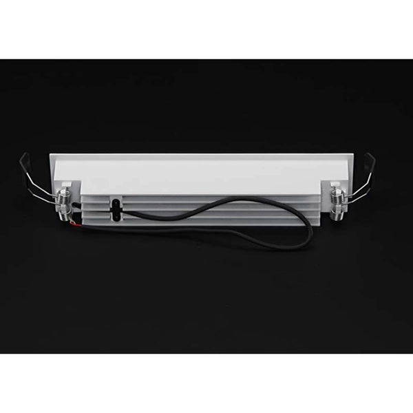 LED Grid recessed light Line 1545lm10x2W warm white - rear view of the light with cable and brackets on a black background.
