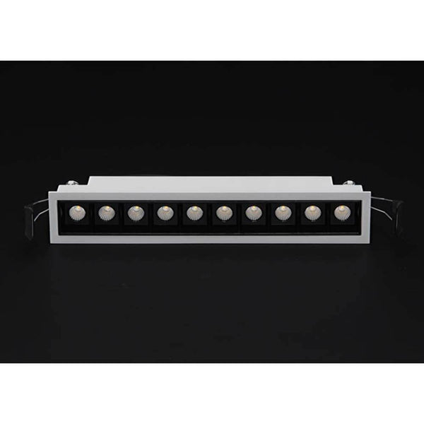 LED Grid recessed light Line 1545lm10x2W warm white with 10x2W power LEDs on a black background.