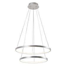 LED Hängeleuchte Circle Ø 50cm silberfarben mit zwei runden LED-Ringen, modernes Design, 3000 Kelvin, 2750 Lumen