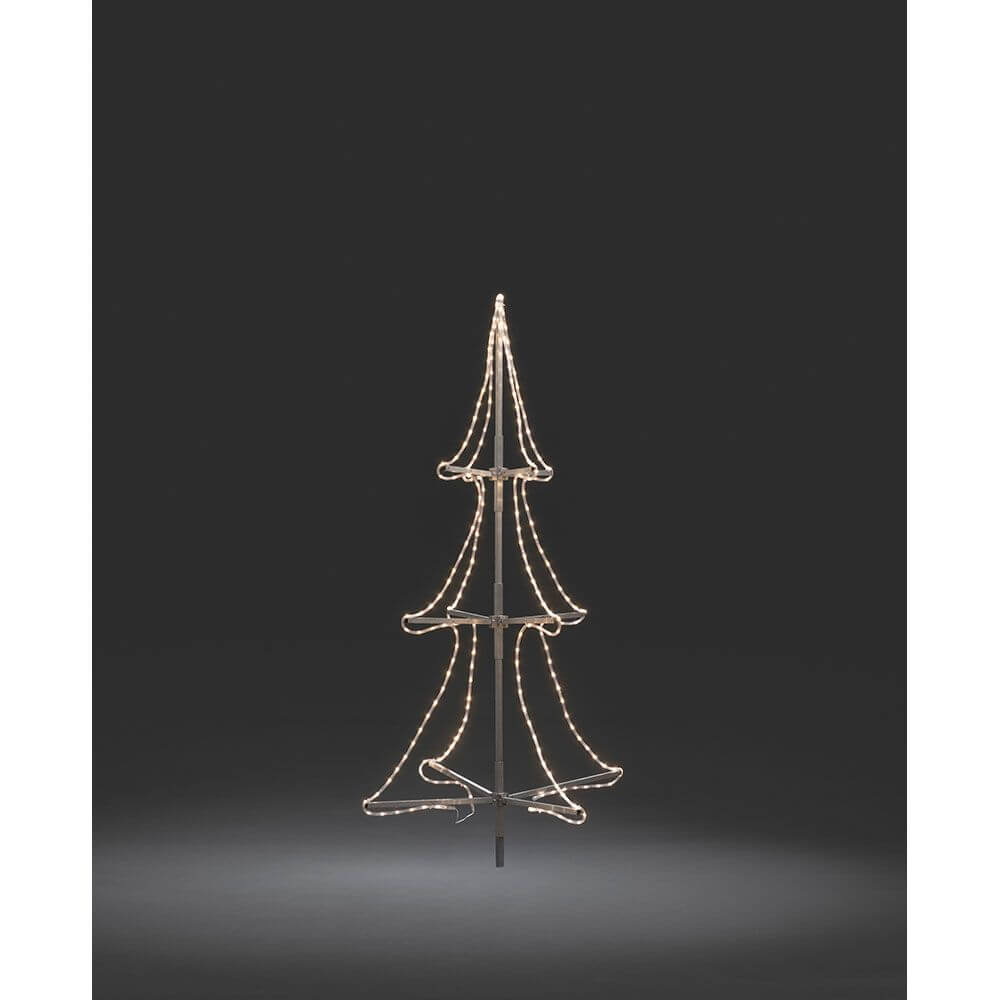LED Schlauchsilhoutte Tannenbaum 3D groß 432 Warmweiße Dioden IP44 auf schwarzem Hintergrund
