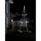 LED Schlauchsilhoutte Tannenbaum 3D klein 216 Warmweiße Dioden IP44 leuchtet im Garten bei Nacht.
