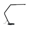 Schwarze LED Schreibtischleuchte FlexBar mit verstellbarem Arm und Dim-to-Warm CCT Funktion.