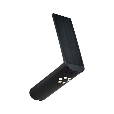LED Solar-Wandlampe Ilias IP44 3000K Bewegungsmelder Anthrazit mit Solarpanel und modernen Design.