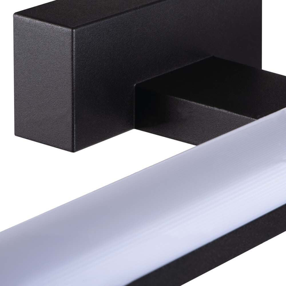 LED Spiegelleuchte Asto 40cm IP44 450lm 4000K Schwarz Detailansicht der modernen Badlampe.