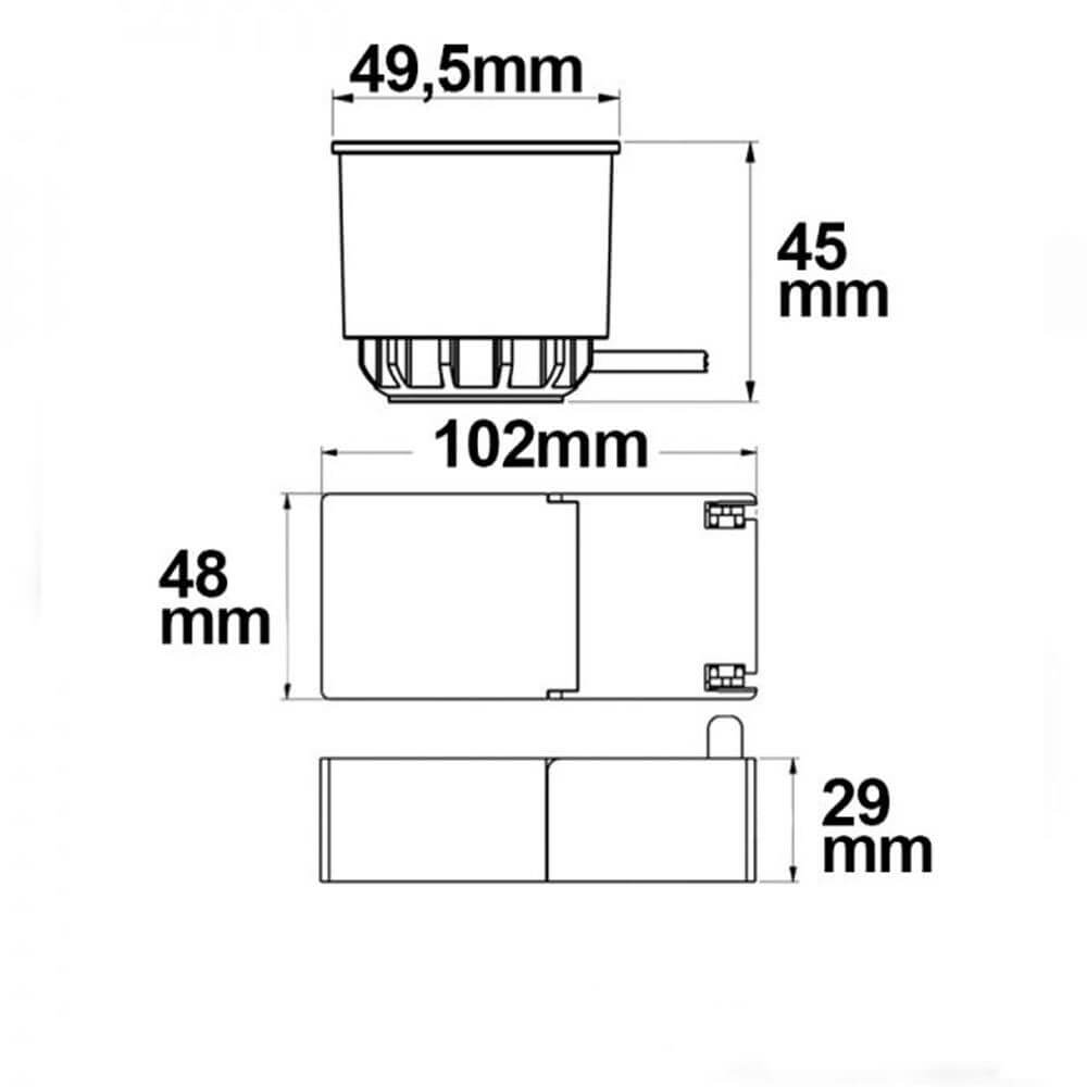 Maße und technische Zeichnung für LED Spot Shine 10W Silber 2000-2800K Dimm-to-warm GU10 Strahler.