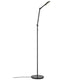LED Stehlampe Bend Single in modernem Design mit flexibel einstellbarem Lampenkopf und schwarzem Sockel.