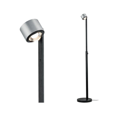 LED Aldan floor lamp 15.5W dimmable with swiveling spotlight head and height-adjustable design.