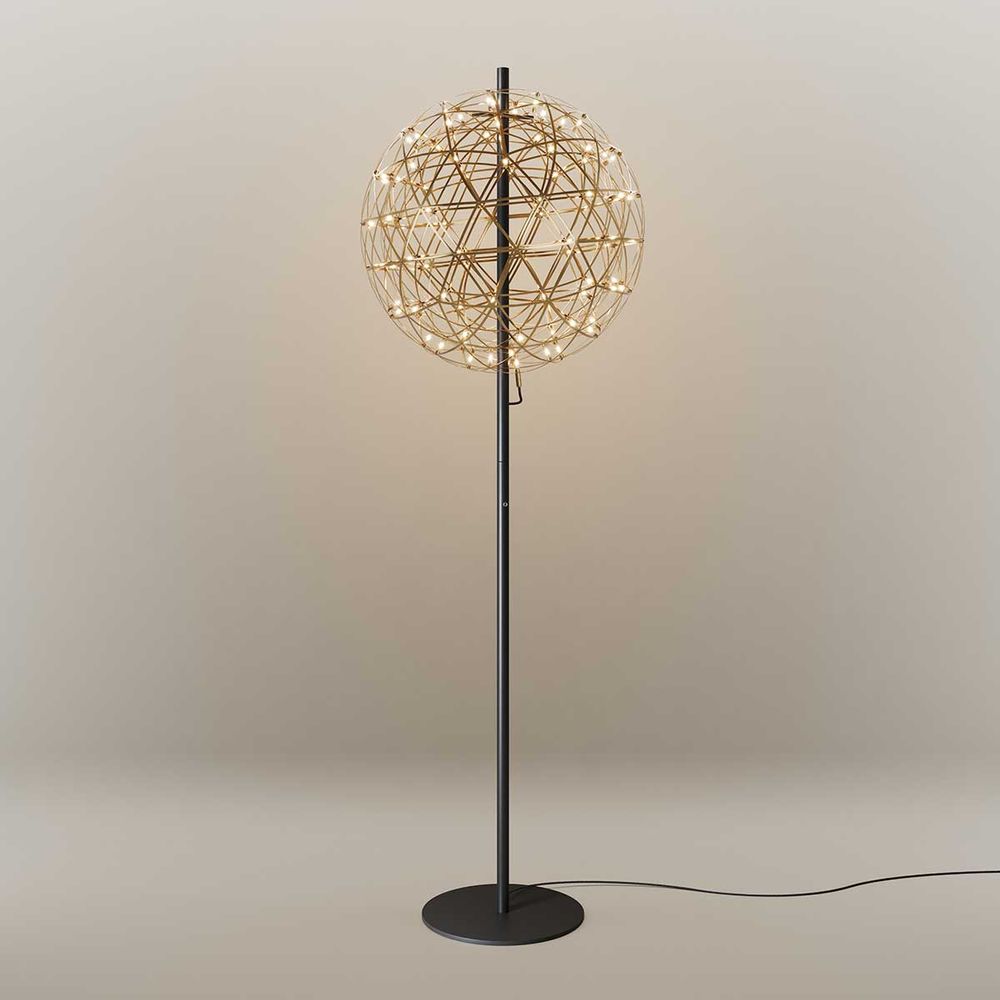 s.luce Atom, lampada da terra in metallo a LED con dimmer a sfioramento