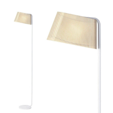 LED Owalo 7010 floor lamps made of wood, 168 cm, with an elegant lampshade and modern design.