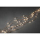 LED Sternenlametta 10 Stränge mit 9 Dioden 90 Warmweiße Dioden kupferfarbener Draht auf dunklem Hintergrund.