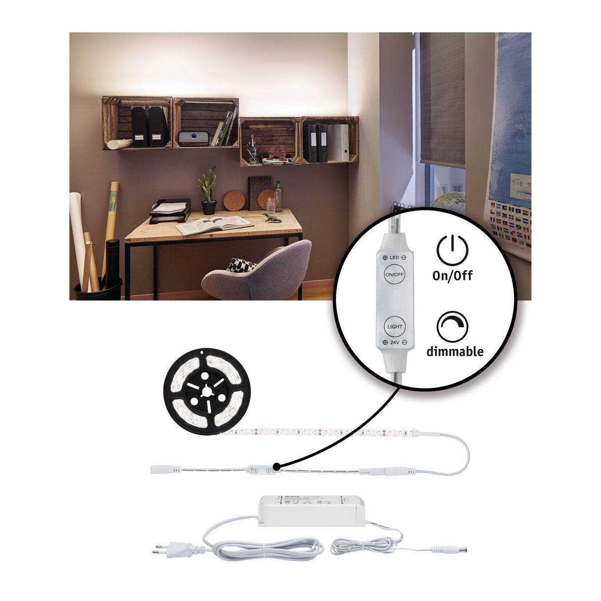 LED Strip 3m SimpLED Power Set Neutralweiß inkl. Dimm-Switch 33W
