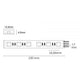 Technische Zeichnung der LED Strip Aqua 5m: Abmessungen 100mm x 12,5mm, Chipabstand 16,66mm, Anschlussdetails.
