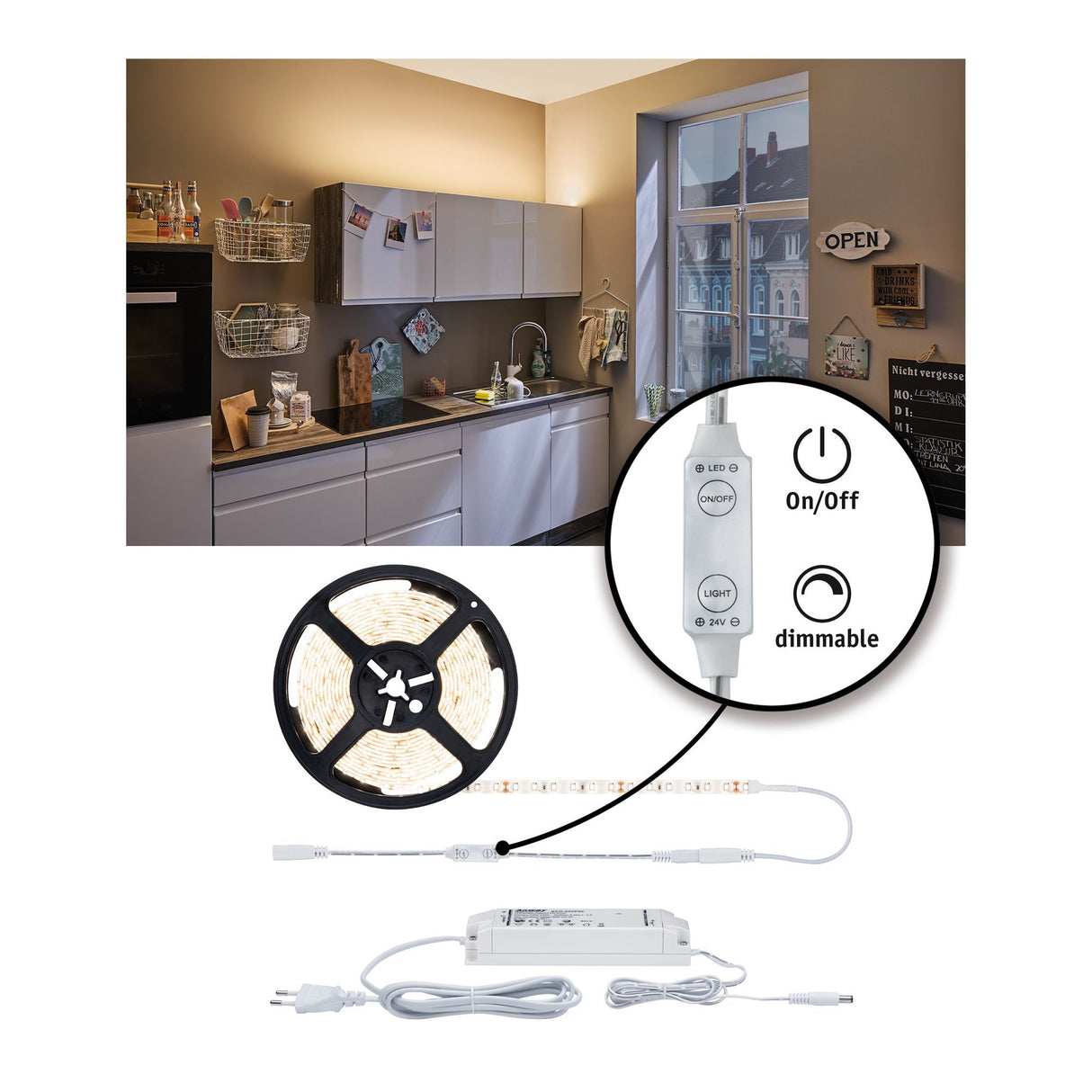 LED-Strip 5m SimpLED Power Set Warmweiß inkl. Dimm-Switch 50W