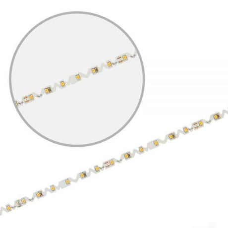 LED-Strip 5m flexibel für Ecken und Kurven 24V 950lm/m Warmweiß detailansicht mit knickbarem Trägerband.