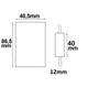 Technische Zeichnung des LED Strip Mini Funk Dimmers mit Abmessungen von 40,5 mm x 86,5 mm x 12 mm.