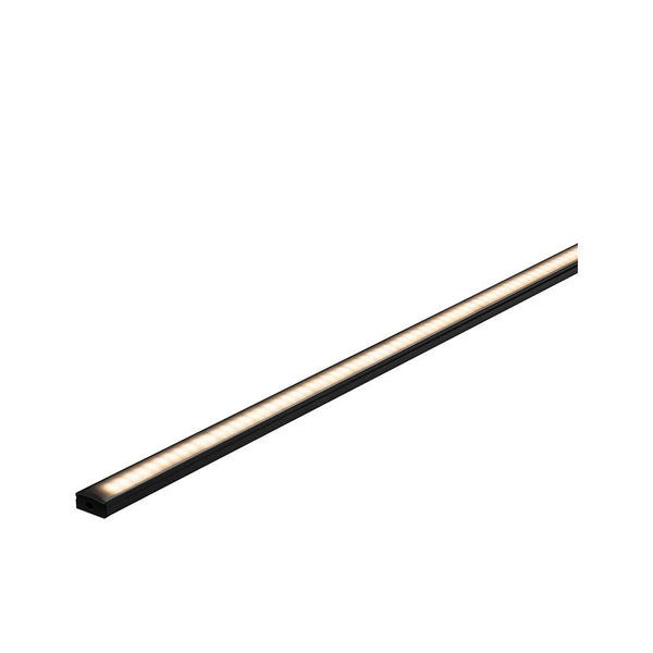 LED Strip Profil Base Schwarzer Diffusor 1m Schwarz, schwarzes LED-Aufbauprofil mit warmweißem Licht