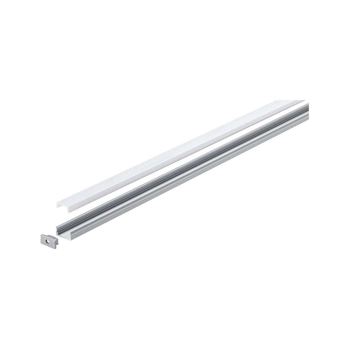 LED Strip Profil Base 1m Weißer Diffusor Alu, Satin