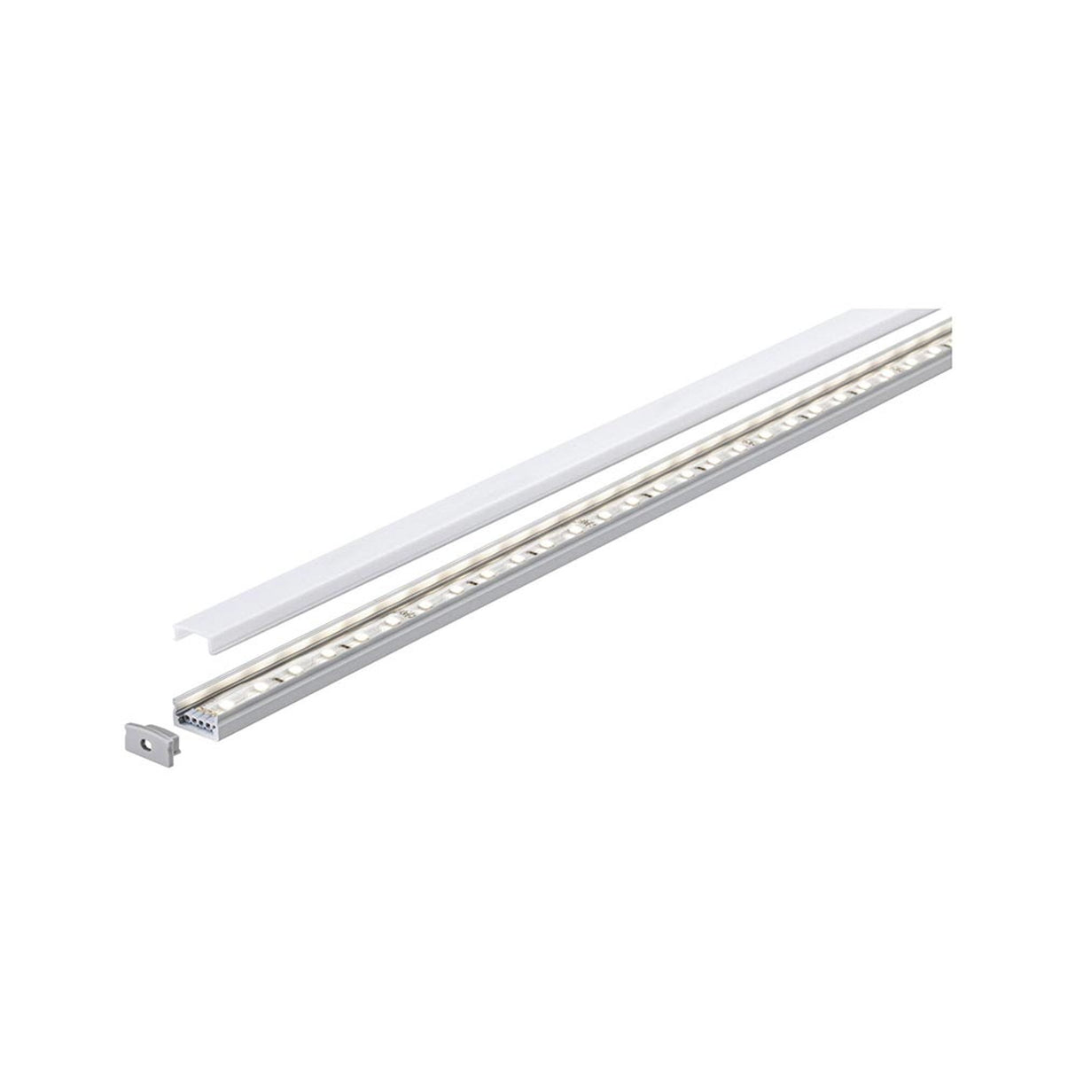 LED Strip Profil Base 1m Weißer Diffusor Alu, Satin