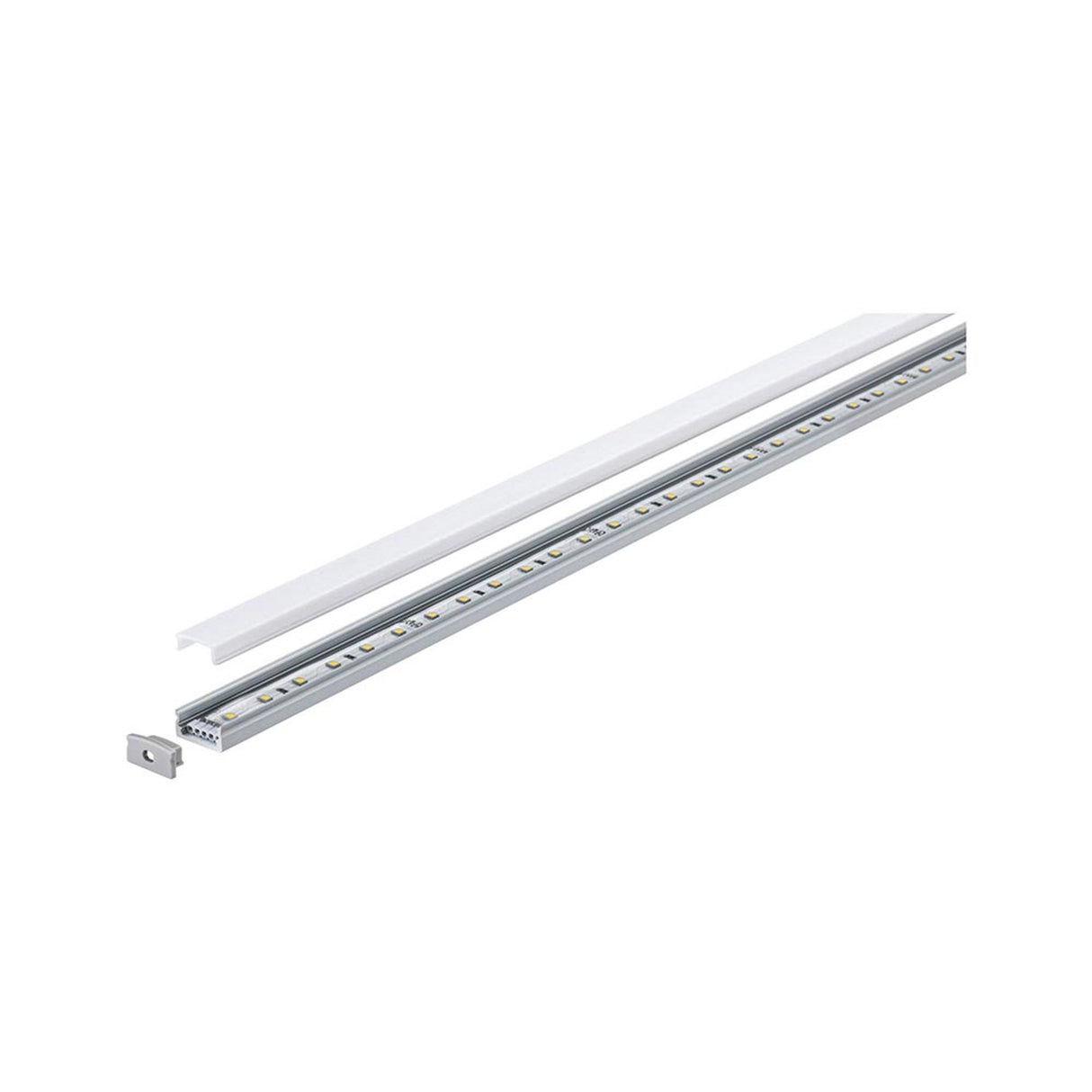 LED Strip Profil Base 1m Weißer Diffusor Alu, Satin