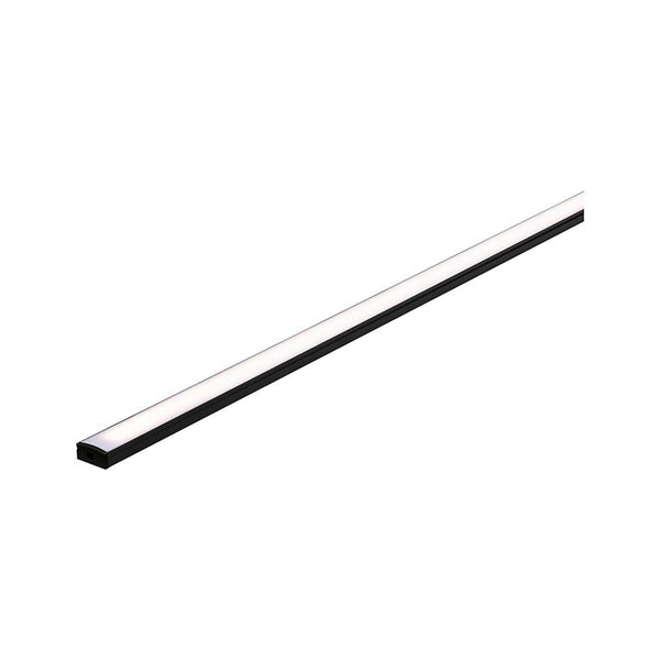 LED Strip Profil Base Weißer Diffusor 1m Schwarz, schmales schwarzes Aufbauprofil mit weißem Diffusor für dekorative LED-Lichtakzente