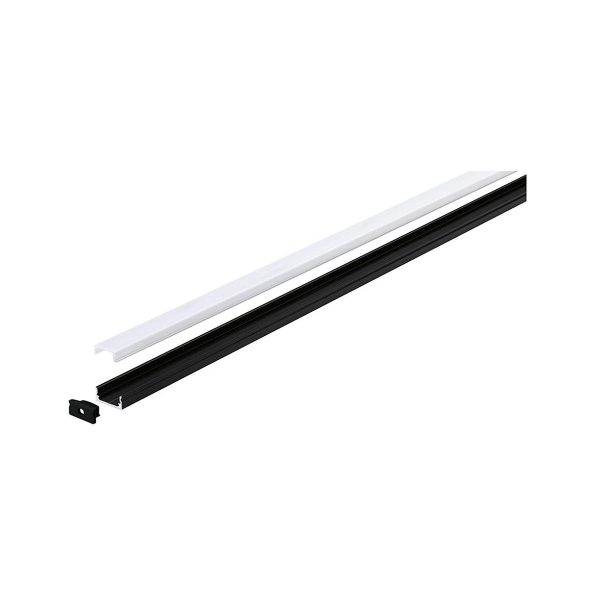 LED Strip Profil Base 2m Weißer Diffusor, Schwarz