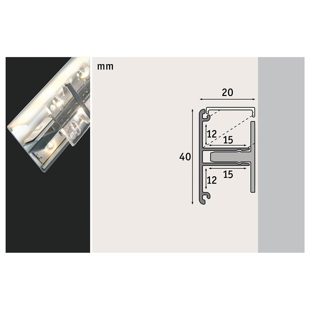 LED Strip Profil Duo 1m Alu-Eloxiert