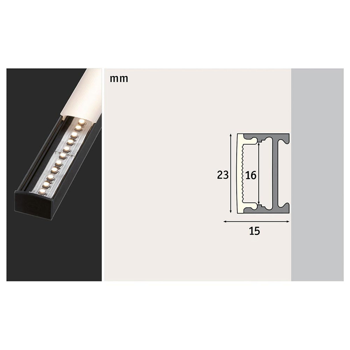 LED Strip Profil Square 1m Schwarz