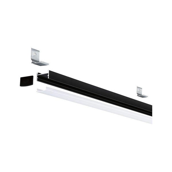LED Strip Profil Square 2m Schwarz, schwarzes Aluminium-Aufbauprofil mit weißem Diffusor für dekorative LED-Beleuchtung