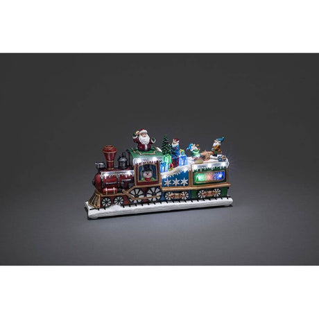 LED Weihnachts-Express Animation Weihnachtsliedern batteriebetrieben mit lebhaften Lichtern und weihnachtlichen Figuren.