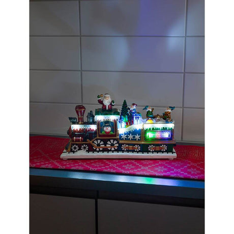 LED Weihnachts-Express Animation Weihnachtsliedern batteriebetrieben, beleuchteter Zug mit Weihnachtsmotiven.