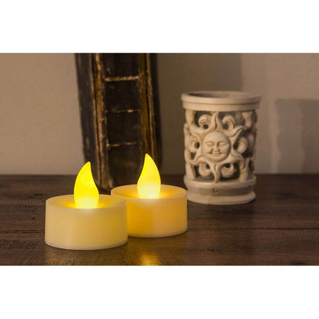 LED-Tealight 2er sett stor 2 varmhvite dioder batteridrevet på treoverflate