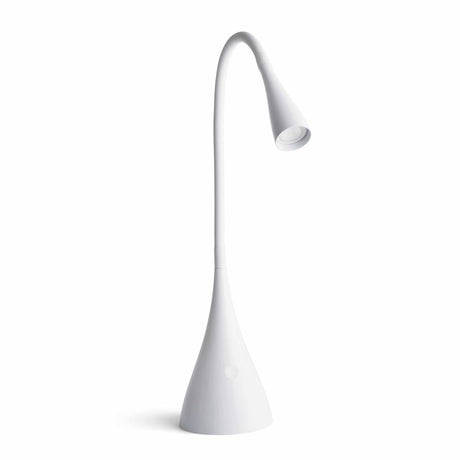 LED-bordleselampe LENA 3W 4000K hvit - elegant, hvit bordlampe med fleksibel arm for ideell lesing.