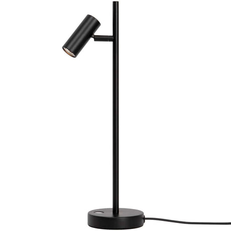 LED Tischlampe Omari in minimalistischen schwarz, mit Touch-Schalter und Dimmer für anpassbare Beleuchtung.