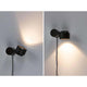 LED Wand- & Tischleuchte Puric Pane mit Touch-Dimmer Schwarz in zwei Positionen an der Wand.