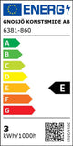 Energieeffizienzlabel von Gnosjö Konstsmide AB mit Bewertung E und kWh/1000h