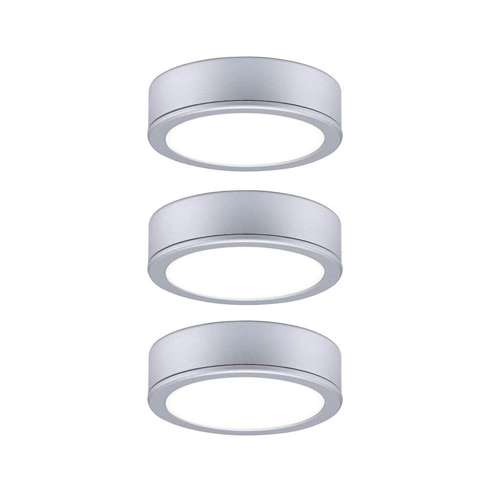 LED Unterschrankleuchte Pukk Chrom-Matt Set aus drei modernen Möbellichtern in Chrom-Matt-Finish