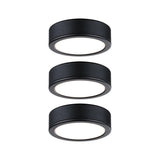 Drei schwarze LED Unterschrankleuchten Pukk Rund 6,5cm im Set für Schränke und Regale