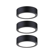 LED Applique sous meuble Pukk rond 6,5 cm noir - lot de 3 luminaires pour meubles en noir
