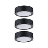 Schwarze LED Unterschrankleuchten Pukk Rund 6,5 cm im 3er-Set für Möbelbeleuchtung und effektvolle Akzente.