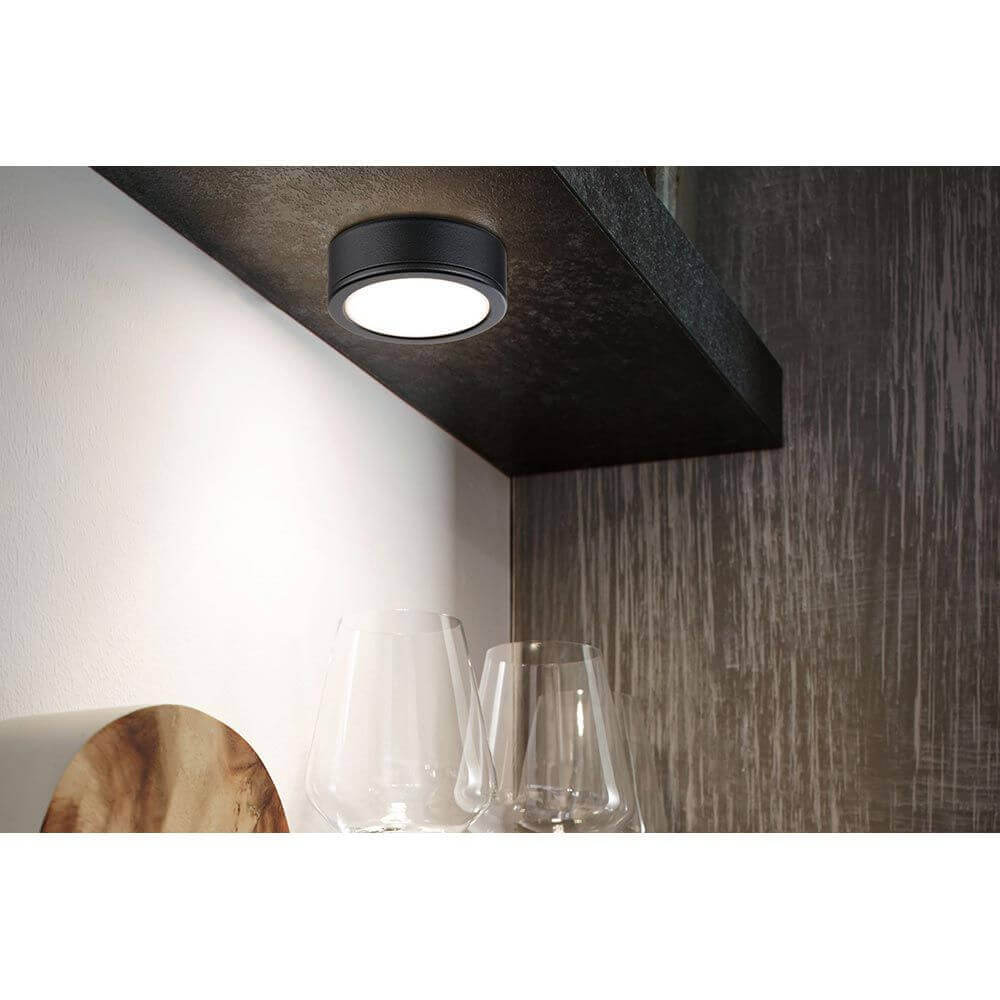 LED Unterschrankleuchte Pukk Rund 6,5cm Schwarz