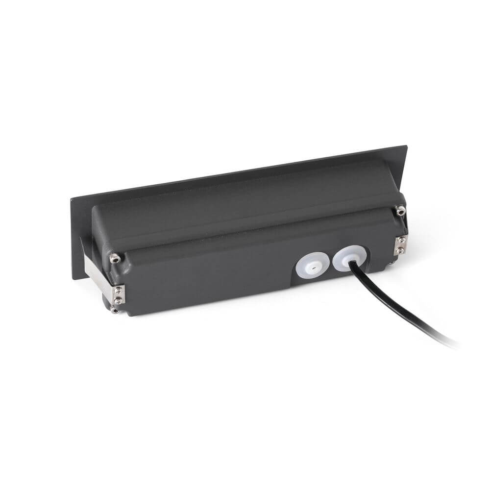 LED Wand-Einbauleuchte NAT IP65 Dunkelgrau von hinten mit Kabel und Schaltern