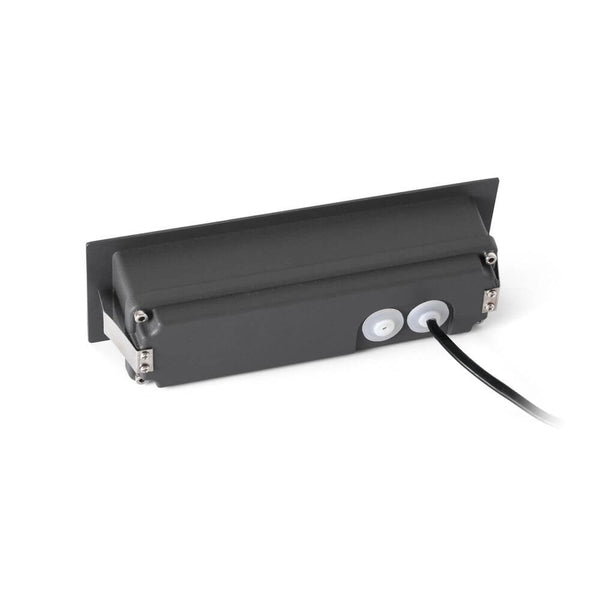 LED Wand-Einbauleuchte NAT IP65 Dunkelgrau von hinten mit Kabel und Schaltern