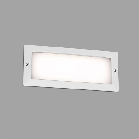 LED Wand-Einbauleuchte STRIPE-2 3000K IP54 Weiß an einer Wand installierte Leuchte in Weiß.