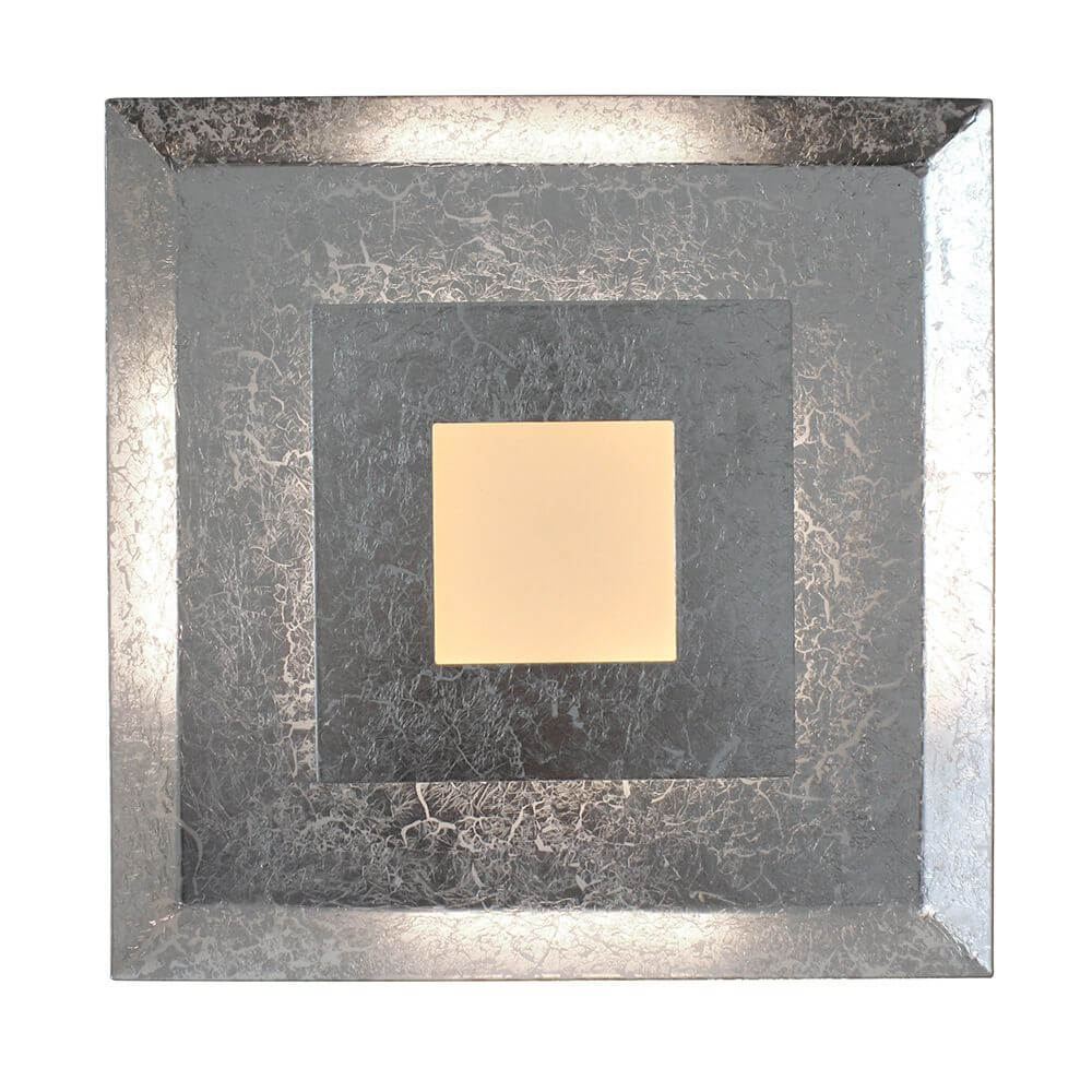 LED Wandlampe Window S Silberfarben mit quadratischem Design und indirekter Lichtabstrahlung.