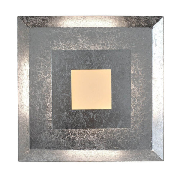 LED Wandlampe Window S Silberfarben mit quadratischem Design und indirekter Lichtabstrahlung.