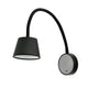 LED Lesewandleuchte BLOME Schwarz mit schwarzem Schirm und flexibler Arm-Montage.