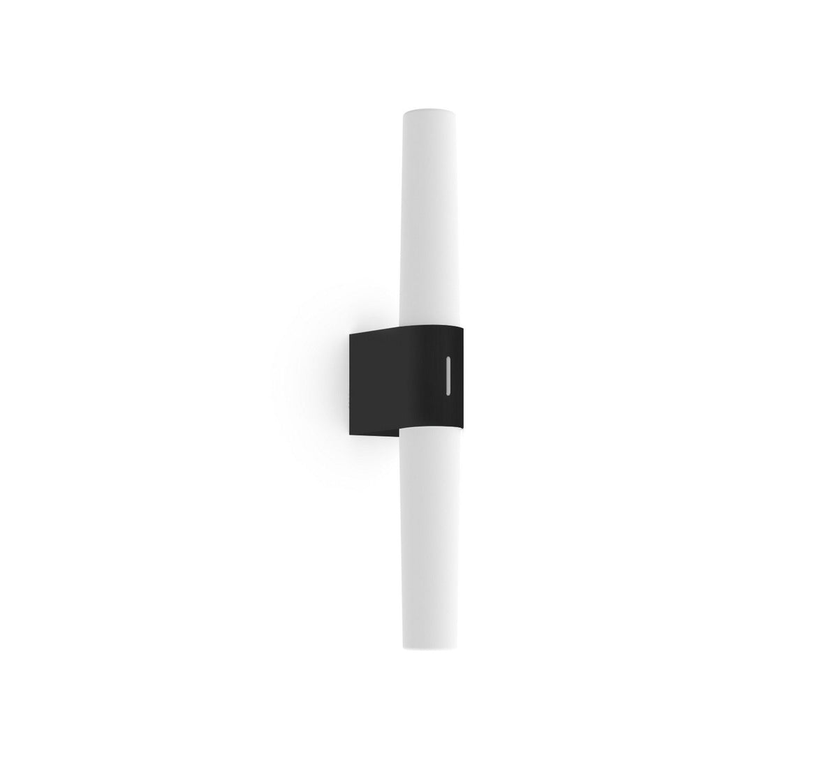 LED Wandleuchte Helva Double Basic IP44, weiß-schwarzes Design, vertikale Montage, modernes Doppel-Leuchtenelement