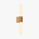 LED Wandleuchte Helva Double Basic IP44 in minimalistischem Design mit holzfarbenem Element