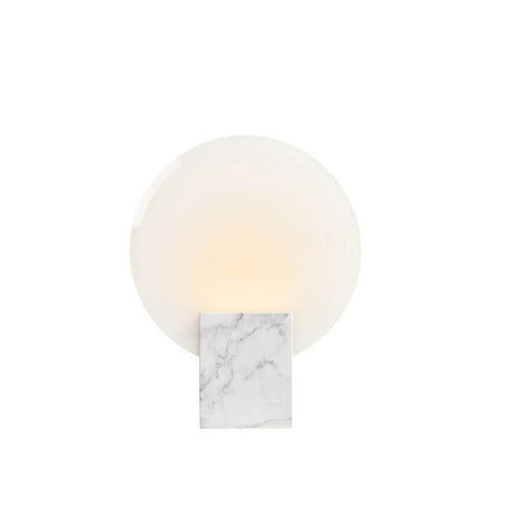 LED Wandleuchte Hester IP44 mit rundem Milchglas und edler Marmoroptik, moderne Wandlampe für Bad und Wohnraum