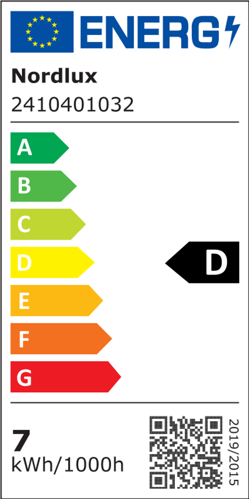 Energieeffizienzlabel von Nordlux für die LED Spiegel Wandleuchte Ip S13 40cm IP44, Klasse D.